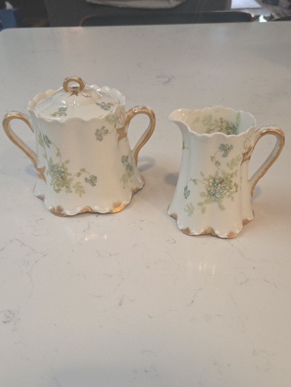 Haviland & Co Limoges France Ivory Porcelain Creamer and Sugar